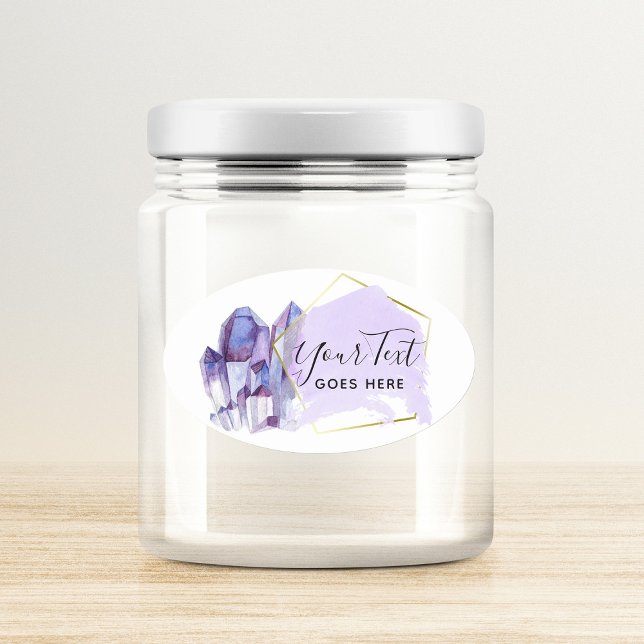 Aquarellkristalle und Minimalistisch geometrische  Ovaler Aufkleber (Von Creator hochgeladen)