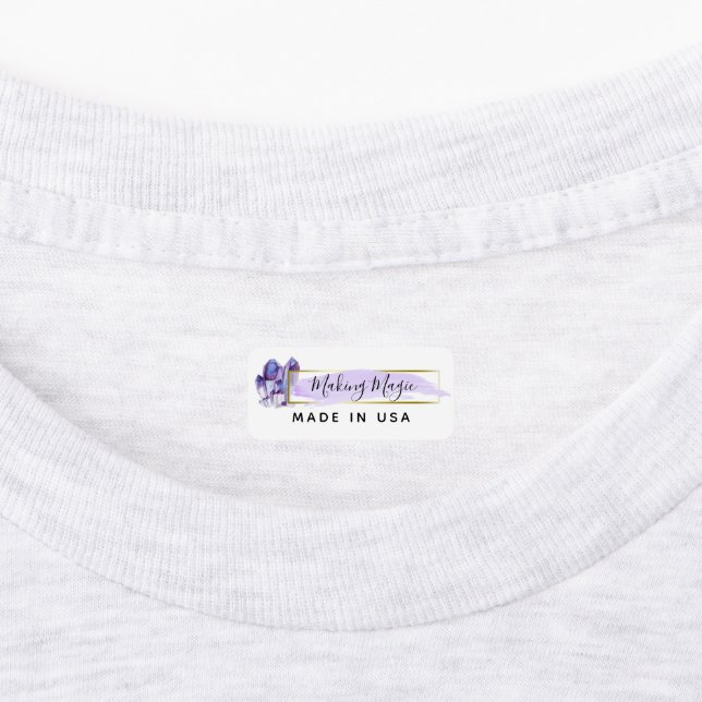 Aquarellkristalle und Minimalistische Goldmarke Etiketten (Befestigt)