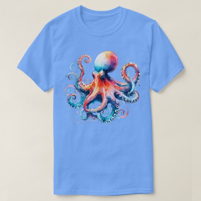 Aquarellktopus Er ist in Hawaiian Veck T-Shirt (Design vorne)