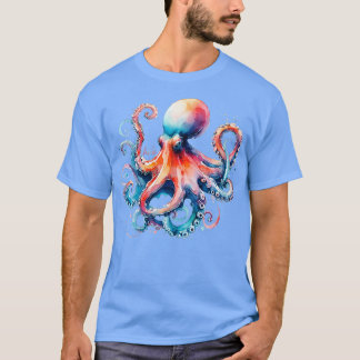Aquarellktopus Er ist in Hawaiian Veck T-Shirt
