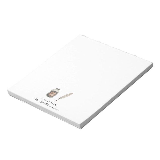 Aquarellküche und Tinte | Monogram Teacher Notepad Notizblock (Rotiert)