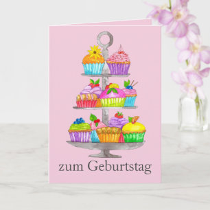 Aquarellkuchen Deutsche Geburtstagskarte Karte