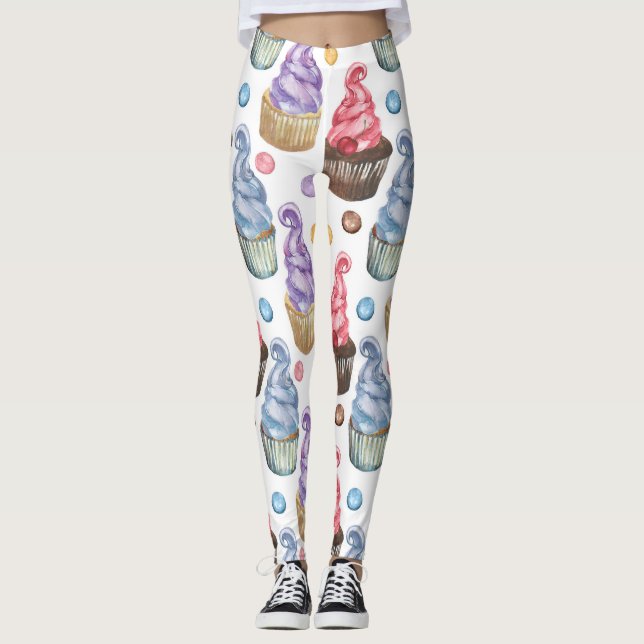 Aquarellkuchen farbig leggings (Vorderseite)