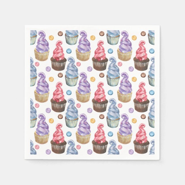 Aquarellkuchen farbig serviette (Vorderseite)