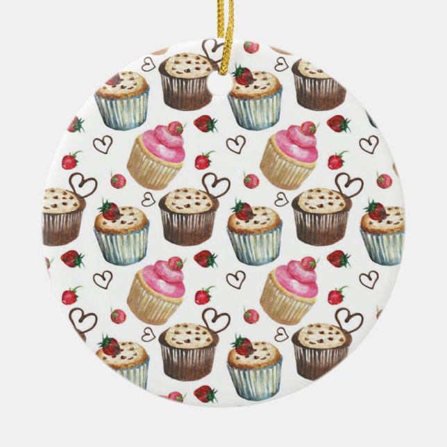 Aquarellkuchen Keramik Ornament (Vorne)