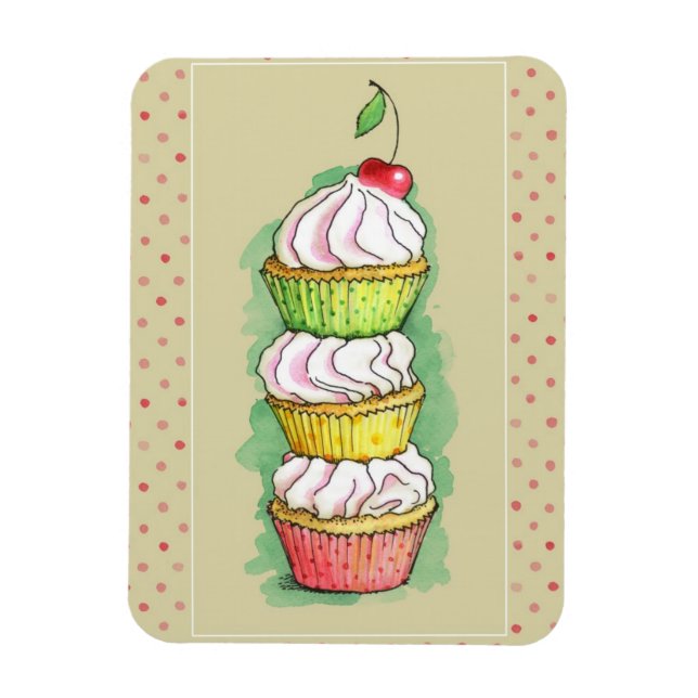 Aquarellkuchen. Küchenbild. Magnet (Vertikal)