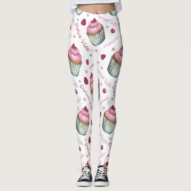 Aquarellkuchen Leggings (Vorderseite)