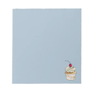 Aquarellkuchen mit entlegener Creme und Kirsche Notizblock