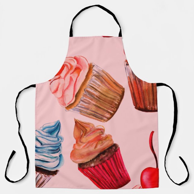 Aquarellkuchen: nahtloses Hintergrundmuster, Schürze (Vorderseite)