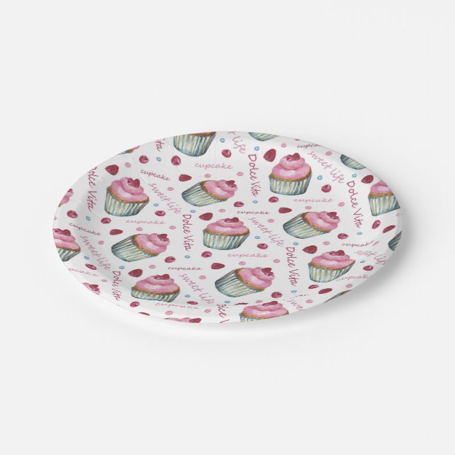 Aquarellkuchen Pappteller (Schrägansicht)