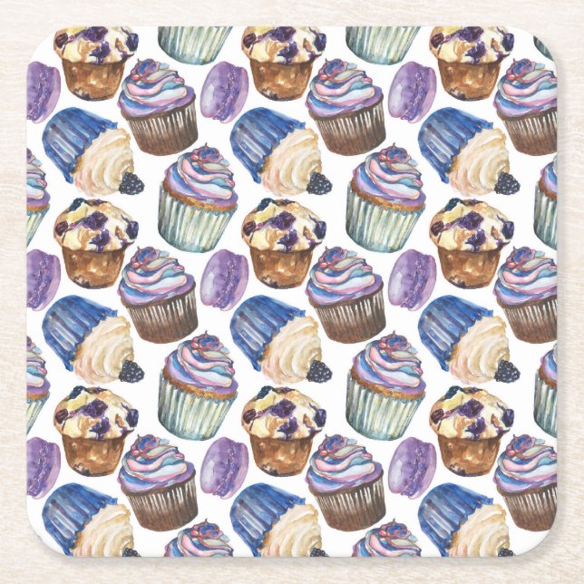 Aquarellkuchen Rechteckiger Pappuntersetzer (Vorderseite)