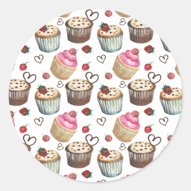 Aquarellkuchen Runder Aufkleber (Vorderseite)