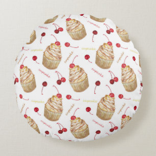 Aquarellkuchen Rundes Kissen