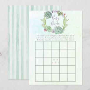 Aquarellkücher Babydusche Baby Bingo Einladung