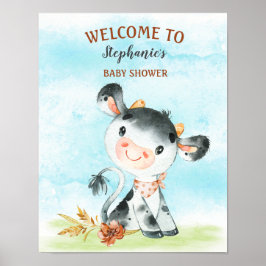 Aquarellkuh Baby Dusche Farm Baby Dusche Poster