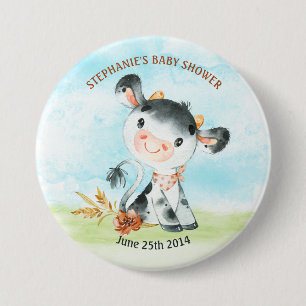 Aquarellkühe Babydusche Button