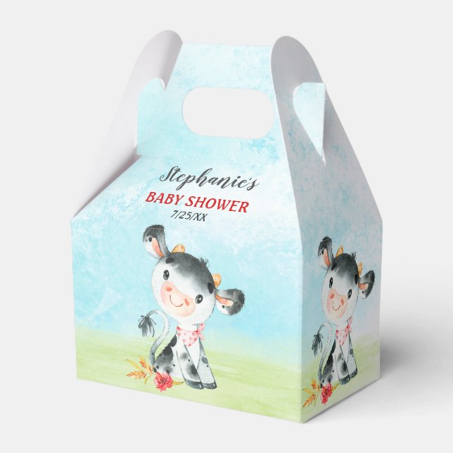 Aquarellkühe Babydusche Geschenkschachtel (Vorderseite)