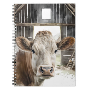Aquarellkühe Hereford in Barn Notizblock