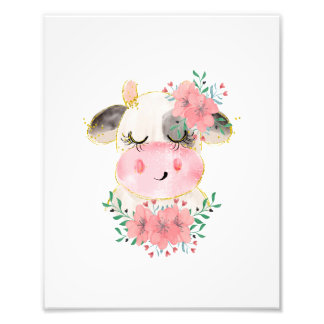 Aquarellkühe mit Blume Fotodruck
