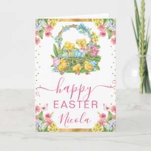 Aquarellküken und Eier Frühlingserlebnis Ostern Karte