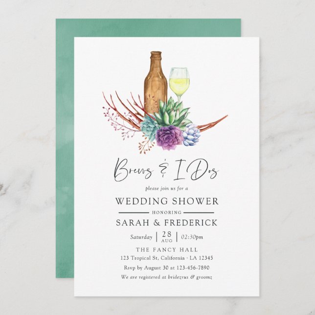 Aquarellkulente brechen vor dem I Dos Einladung (Vorne/Hinten)