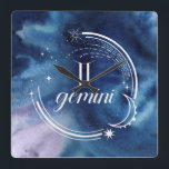Aquarellkunde - Gemini Quadratische Wanduhr<br><div class="desc">Wasserfarbe Gemini von Grace Popp</div>