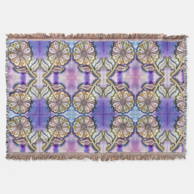 Aquarellkunst auf blau Blume Decke (Vorderseite)