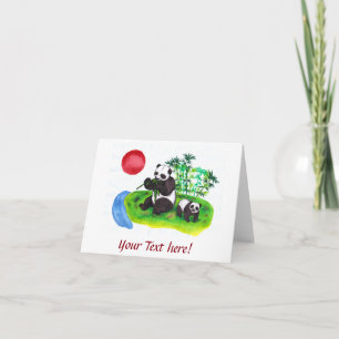 Aquarellkunst Chinesische Panda-Mutter und ihr Kin Karte