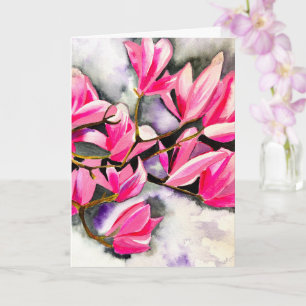 Aquarellkunst der rosa Magnolie Karte