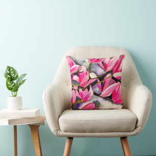 Aquarellkunst der rosa Magnolie Kissen