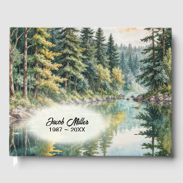 Aquarellkunst eines Flusses in einem Wald Gästebuch