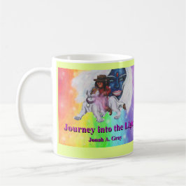 Aquarellkunst Junge Reitet weiße Löwin Frau Liebe Kaffeetasse