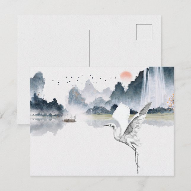 Aquarellkunst Landschaft Postkarte (Vorne/Hinten)