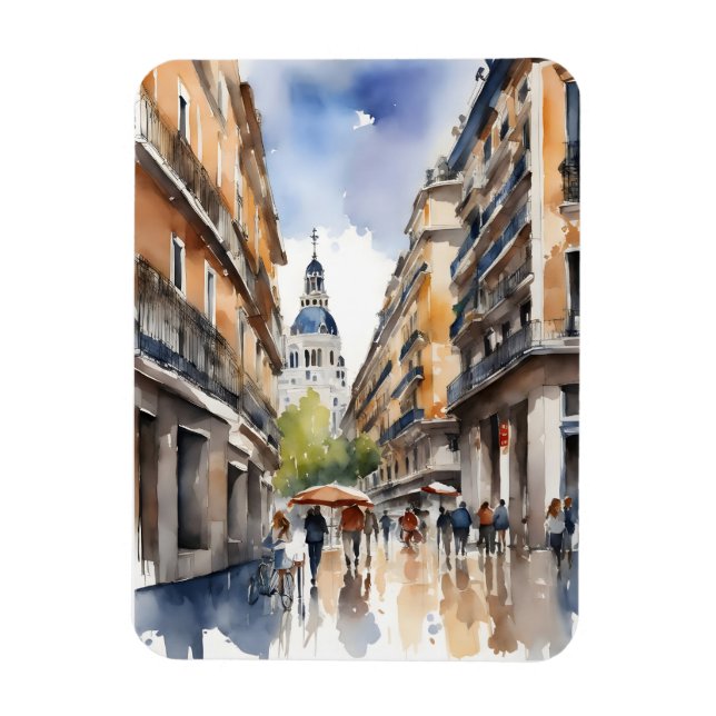 Aquarellkunst Madrid Magnet (Vertikal)