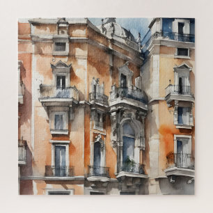 Aquarellkunst Madrid Puzzle