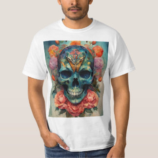 Aquarellkunst mit Skulls, Moth und Bold Hues T-Shirt