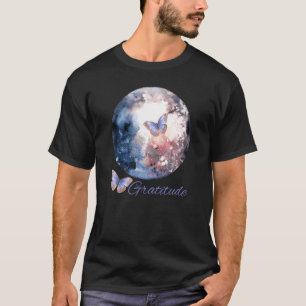 Aquarellkunst Mond und Schmetterlinge Dankbarkeit  T-Shirt