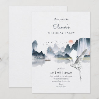 Aquarellkunst Naturlandschaft Geburtstag Einladung