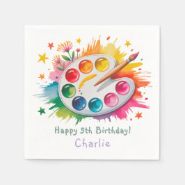 Aquarellkunst Palette Zeitalter Geburtstagspartei Serviette