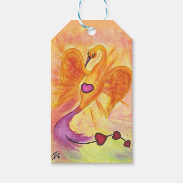 Aquarellkunst Phoenixherzen Liebe Symbol Freiheit Geschenkanhänger (Vorderseite)