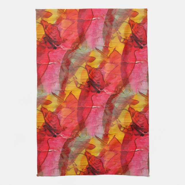 Aquarellkunst, rot gelb handtuch (Vertikal)