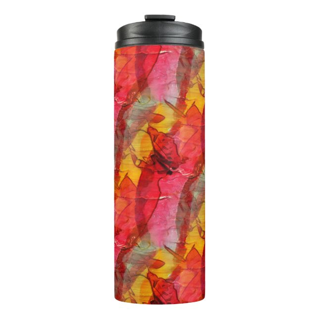 Aquarellkunst, rot gelb thermosbecher (Vorderseite)