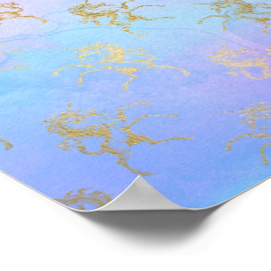 Aquarellkunst Sanfte Farben Goldenes Einhorn Fanta Poster