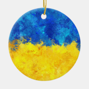 Aquarellkunst ukrainische Flagge  Keramik Ornament