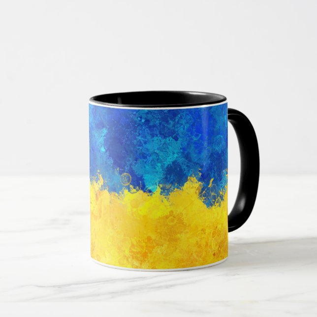 Aquarellkunst ukrainische Flagge  Tasse (VorderseiteRechts)