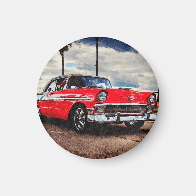 Aquarellkunst von 1956 Chevrolet Bel Air Magnet (Vorne)