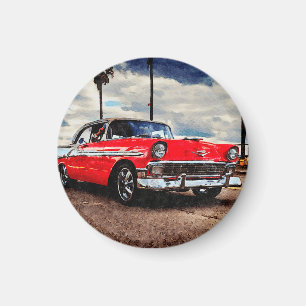 Aquarellkunst von 1956 Chevrolet Bel Air Magnet