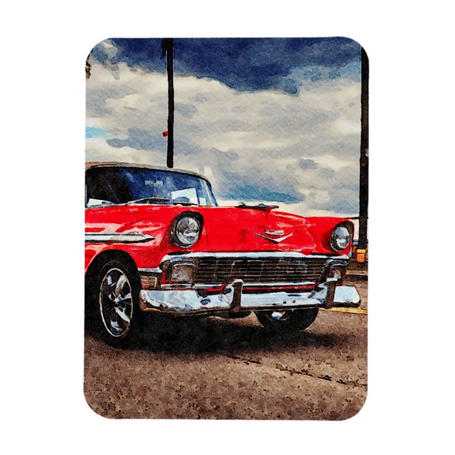 Aquarellkunst von 1956 Chevrolet Bel Air Magnet (Vertikal)