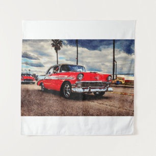 Aquarellkunst von 1956 Chevrolet Bel Air Wandteppich