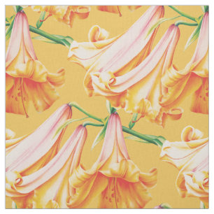 Aquarellkunstgewebe des orange Gelbs Bell-Lilie Stoff
